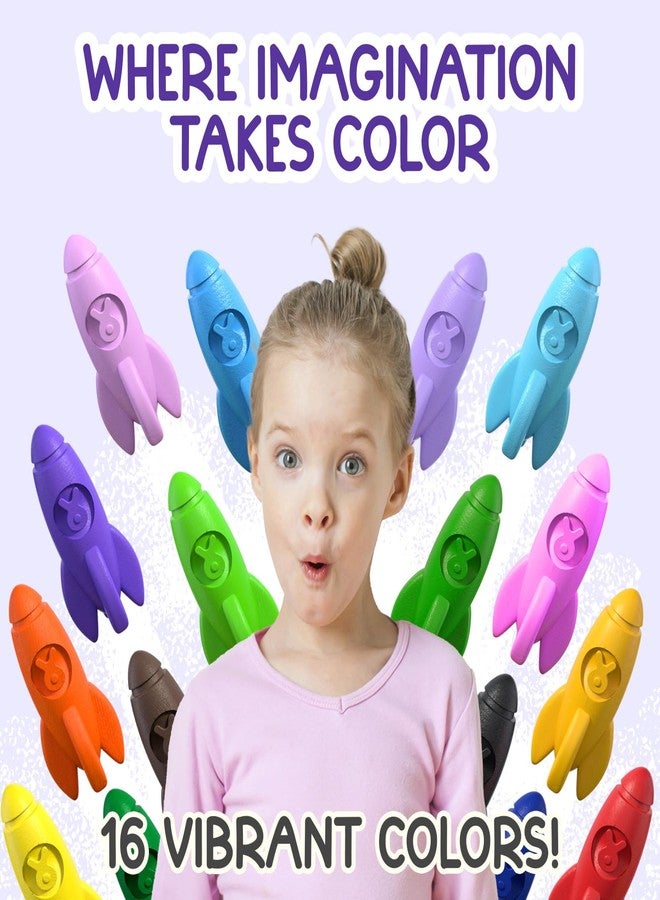 TinyGeeks 16 Rocket Crayons - Non Toxic, Washable - For Toddlers, Kids Ages 4-8 - Easy To Hold, Baby's Crayons For Toddlers 3-10 Years - Image 5
